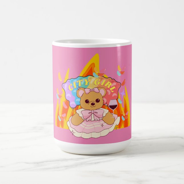Mikitiez summer teddy bear jelly red wine fire coffee mug (Center)