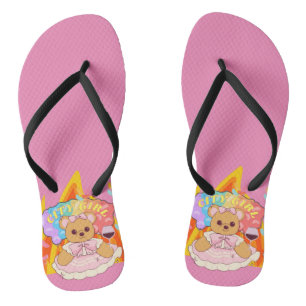 Mikitiez summer teddy bear jelly red wine fire flip flops