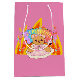 Mikitiez summer teddy bear jelly red wine fire medium gift bag