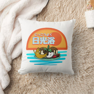 Mikitiez suntan sunbath brown summer windsurf throw pillow