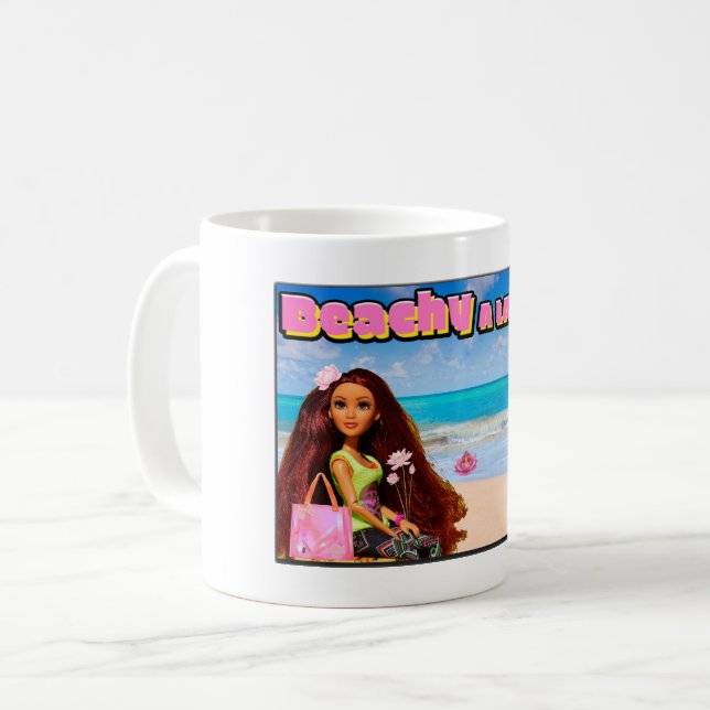 Mikitiez Thailand coconut beach lotus pink white Coffee Mug (Front Left)