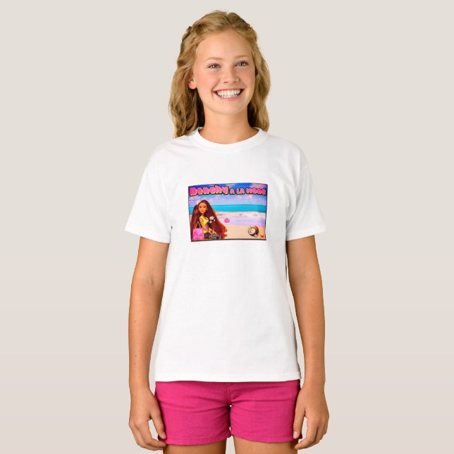 Mikitiez Thailand coconut beach lotus pink white T-Shirt (Front Full)