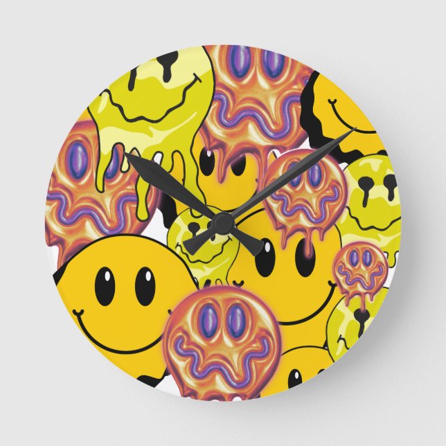 Mikitiez Throw Pillow face yellow garden Round Clock (Front)