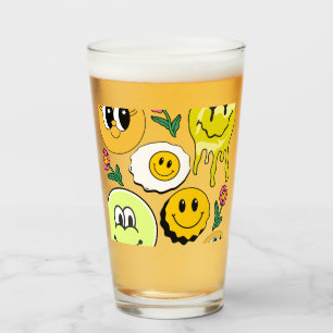 Mikitiez Throw Pillow Smileyface yellow garden Glass