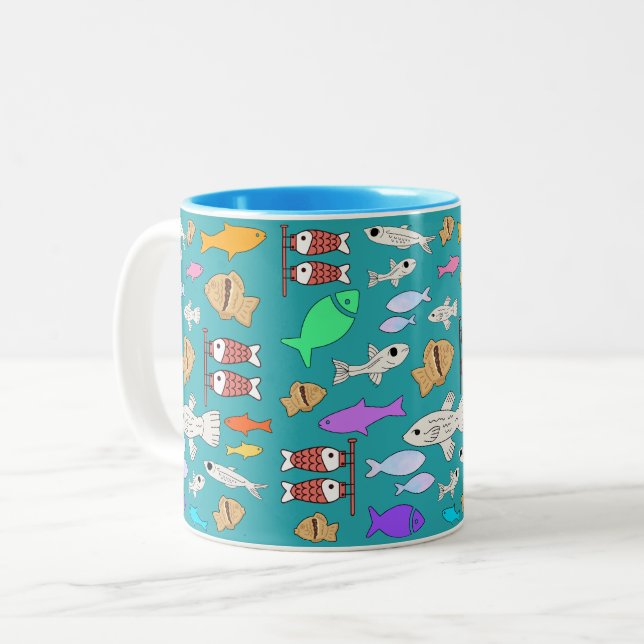 Mikitiez venus mermaid fishing summer Two-Tone coffee mug (Front Left)