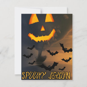 Mikitiez vintage halloween spooky vibes pumpkin  invitation