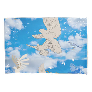 Mikitiez white bird blue sky summer beach freedom pillowcase