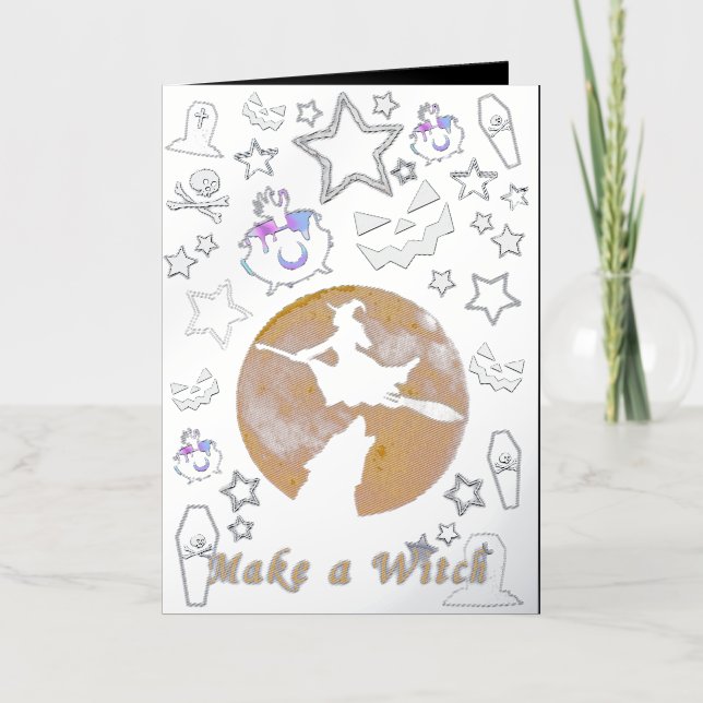 Mikitiez witch wizard halloween fullmoon foil greeting card (Front)