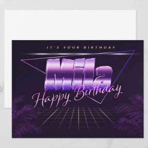 Mila Name First name purla retro card Birthday