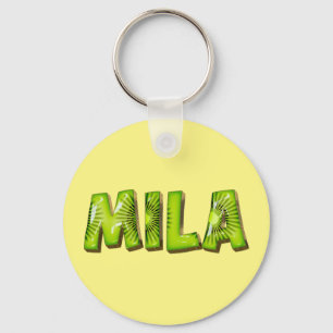 Mila Name Kiwi Design Key Keychain