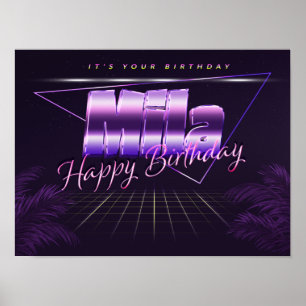 Mila Nom Vorname lila retro Poster Geburtstag