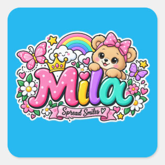 Mila Smiles Cute Teddy Bear Personalized sticker