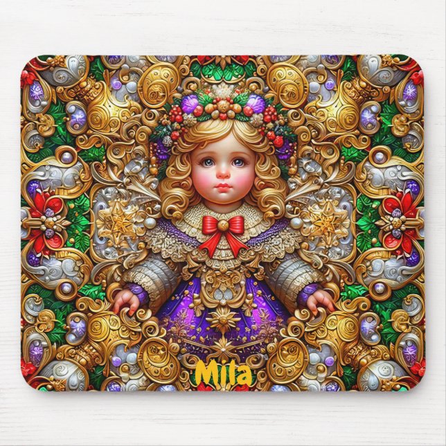 MILA ~ Vintage Christmas doll ~ Mousepad (Front)