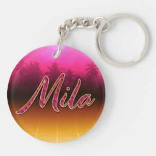 Mila Vorname Name golden pink Schlüsselanhänger Keychain