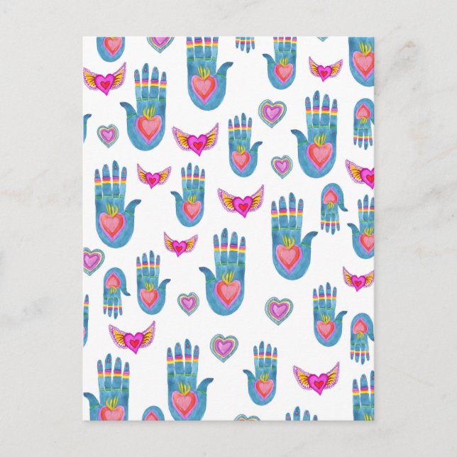 Milagros Flaming Hearts Watercolor Cute Love  Postcard (Front)