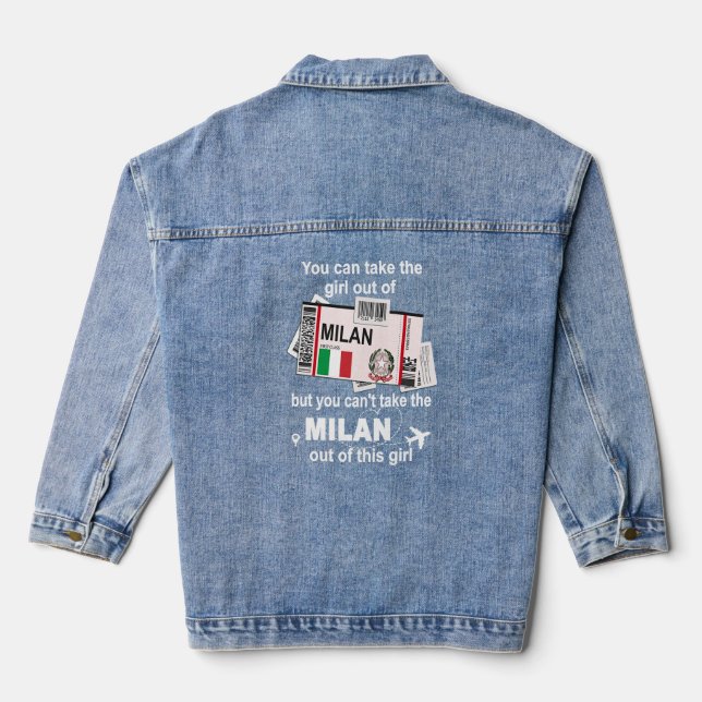 Milan Boarding Pass  Milan Girl  Milan  Denim Jacket (Back)
