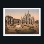Milan Cathedral and Piazza, Lombardy, Italy Postcard<br><div class="desc">Vintage photomechanical print of the Cathedral and Piazza in Milan,  Lombardy,  Italy,  which was taken at the end of the 19th century. Photograph courtesy of LOC (LC-DIG-ppmsc-06546)</div>
