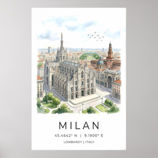 Milan Cathedral Art Print Black and White