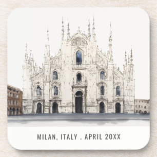 Milan Cathedral Italy Watercolor Italian Travel Coaster
