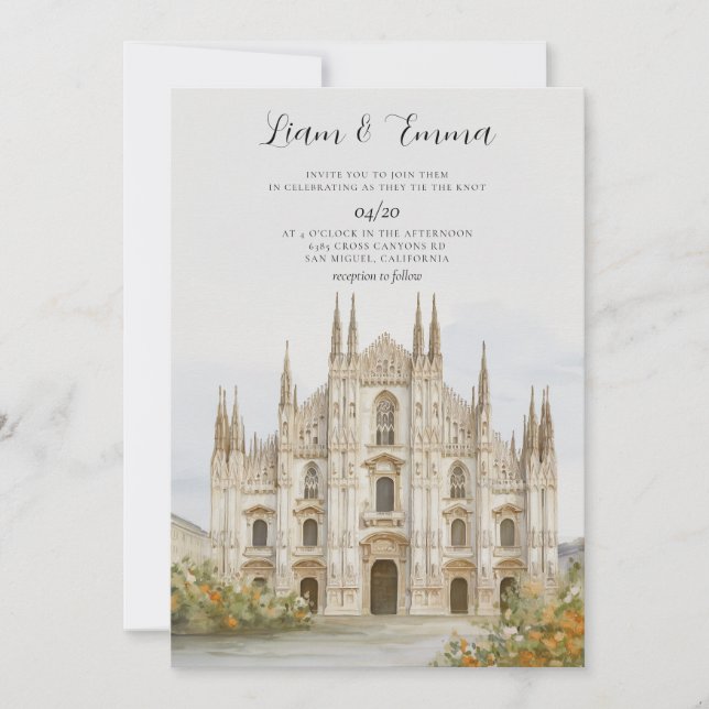 Milan Destination Skyline Wedding Invitation (Front)