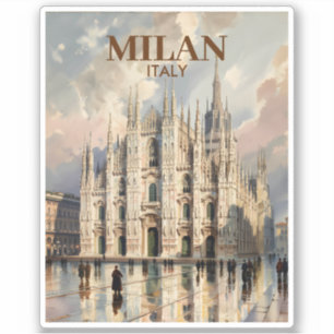 Milan Duomo di Milano Vintage Travel Watercolor