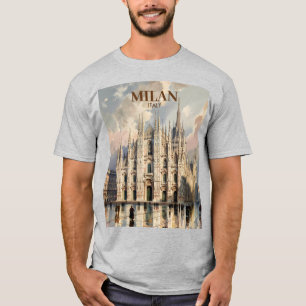 Milan Duomo di Milano Vintage Travel Watercolor  T-Shirt