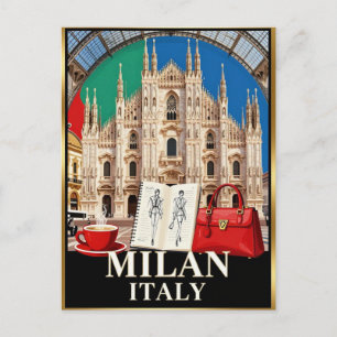 Milan Duomo Italian Fashion City Postcard
