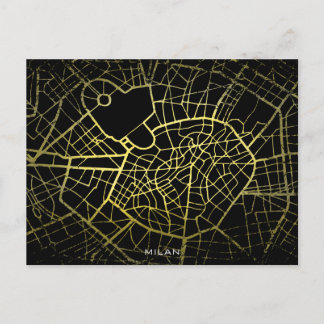 Milan Gold Style Art Map Postcard