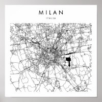 Milan Italia Minimal Modern Street Map