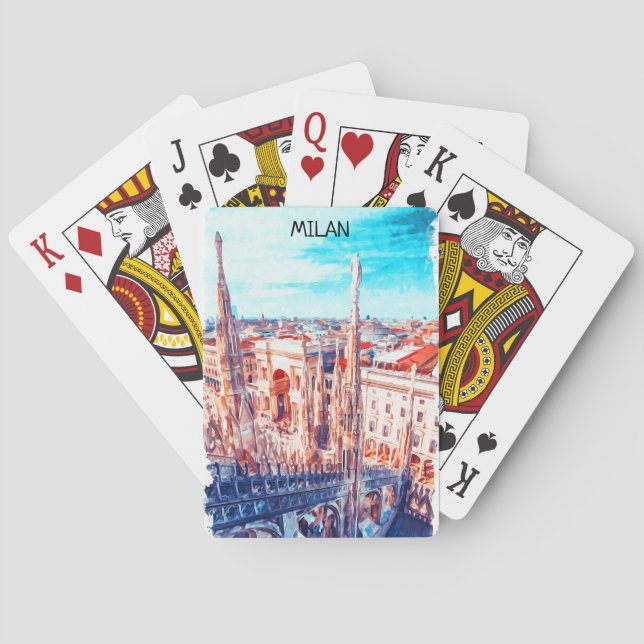 Milan Italy Cathedral Painting Playing Cards (Back)