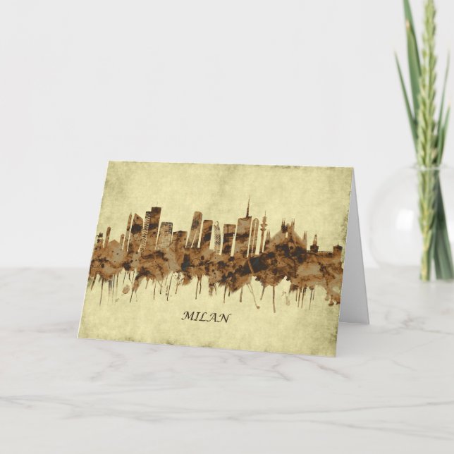 Milan Italy Cityscape Holiday Card (Front)