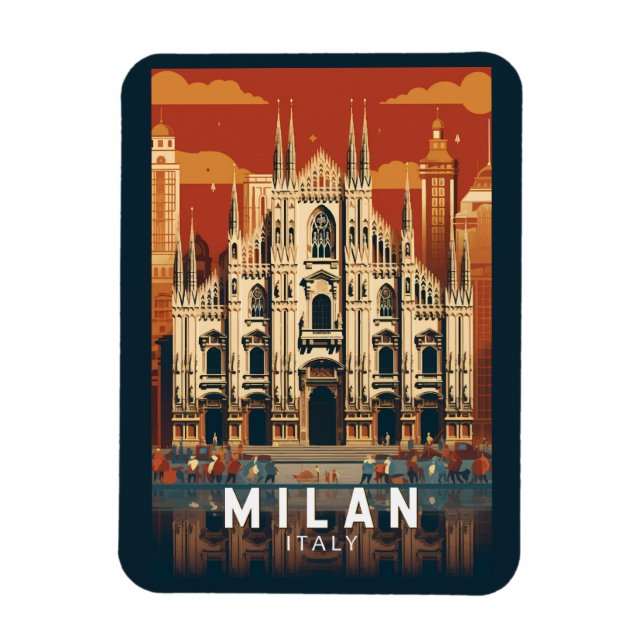 Milan Italy Duomo di Milano Travel Art Vintage Magnet (Vertical)
