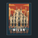 Milan Italy Duomo di Milano Travel Art Vintage Postcard<br><div class="desc">Milan vector artwork design. Milan,  a metropolis in Italy's northern Lombardy region,  is a global capital of fashion and design.</div>