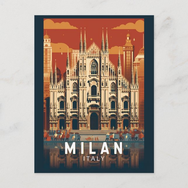 Milan Italy Duomo di Milano Travel Art Vintage Postcard (Front)