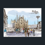 Milan Italy Duomo di Milano Travel Art Vintage Postcard<br><div class="desc">vintage, retro, travel, modern, watercolor, classic, Milan Italy, Duomo di Milano, milano, Italy, Milan, </div>