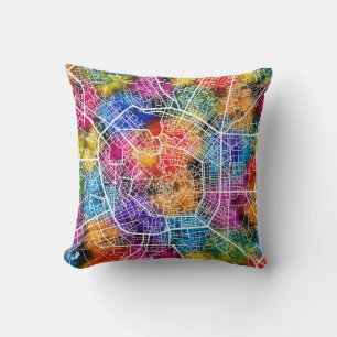 Milan Italy Map Throw Pillow