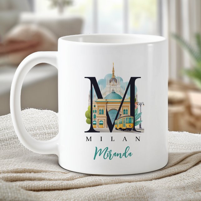 Milan Italy Monogram Letter M Personalized Gift Coffee Mug (Milan Italy Monogram Letter M Personalized Gift Coffee Mug)