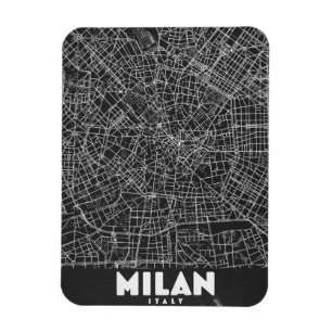 Milan Italy Retro Map Magnet