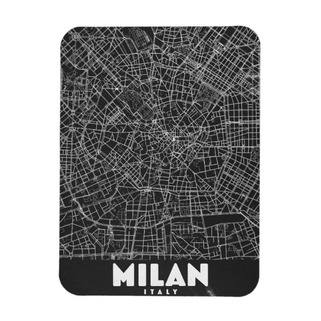 Milan Italy Retro Map Magnet (Vertical)