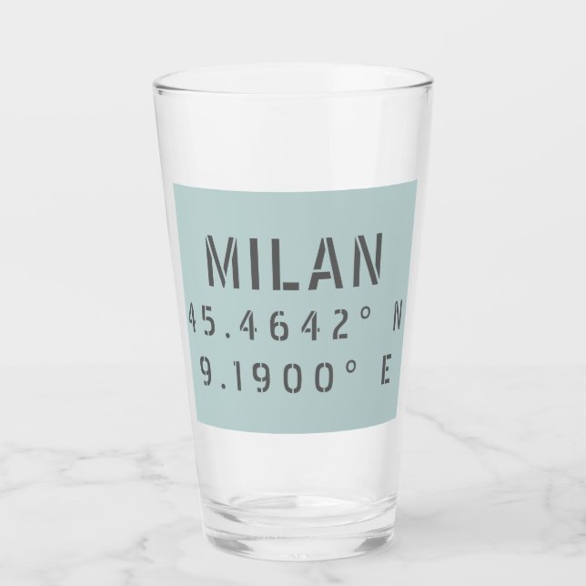Milan Latitude Longitude Glass (Front)