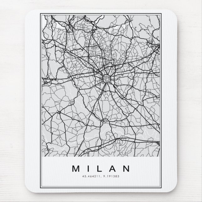 Milan Map Illustration Mouse Pad (Front)
