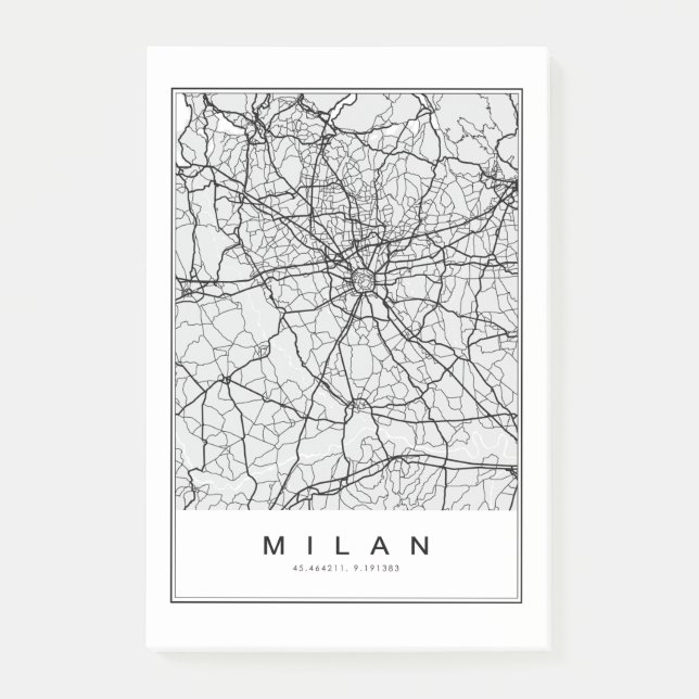 Milan Map Illustration Post-it Notes (Front)