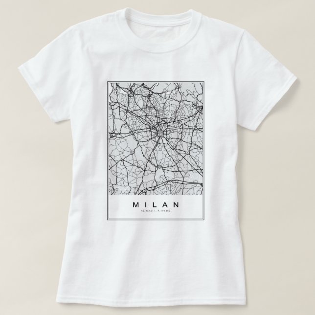 Milan Map Illustration T-Shirt (Design Front)