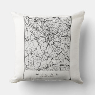 Milan Map Illustration Throw Pillow