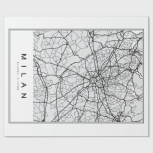 Milan Map Illustration Wrapping Paper