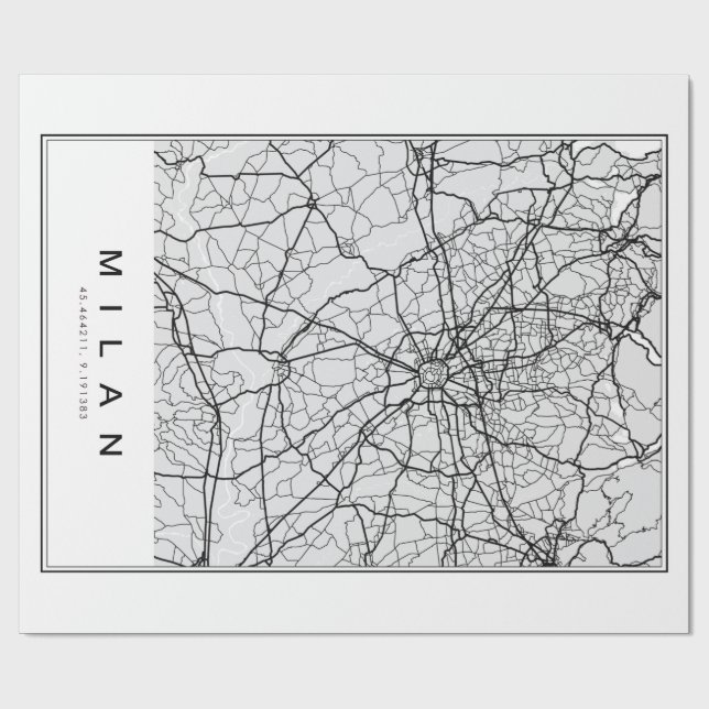 Milan Map Illustration Wrapping Paper (Flat)