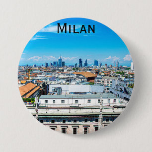 Milan skyline in Italy 3 Inch Round Button