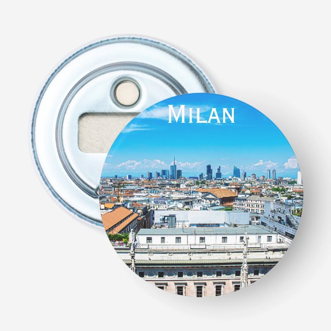 Milan skyline in Italy Bottle Opener (Front)