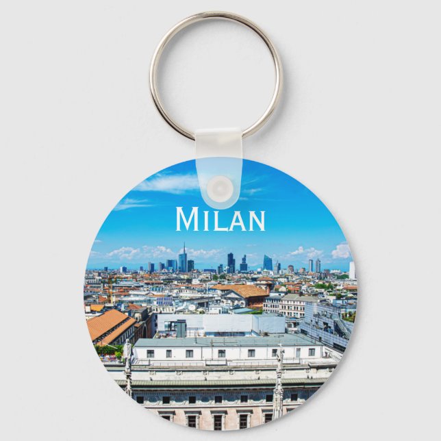 Milan skyline in Italy Keychain (Front)