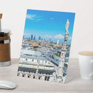 Milan skyline pedestal sign